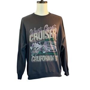 Hollister California Graphic Pullover Sweatshirt Gray Cotton Blend Car XL Unisex
